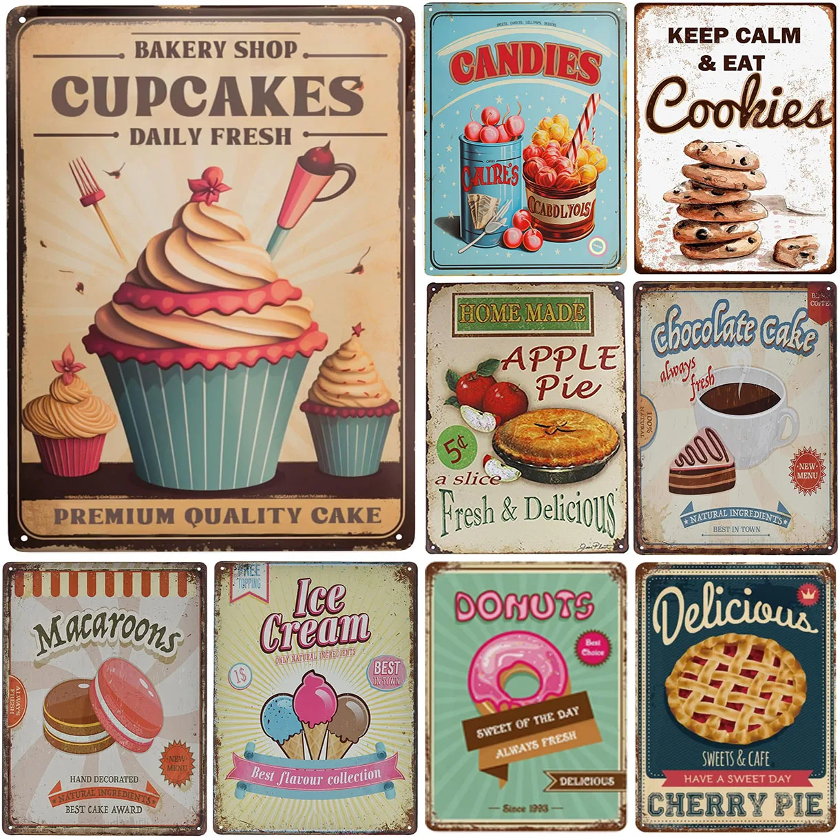 Kitchen Set Bakery - Set di Targhe in Metallo HD