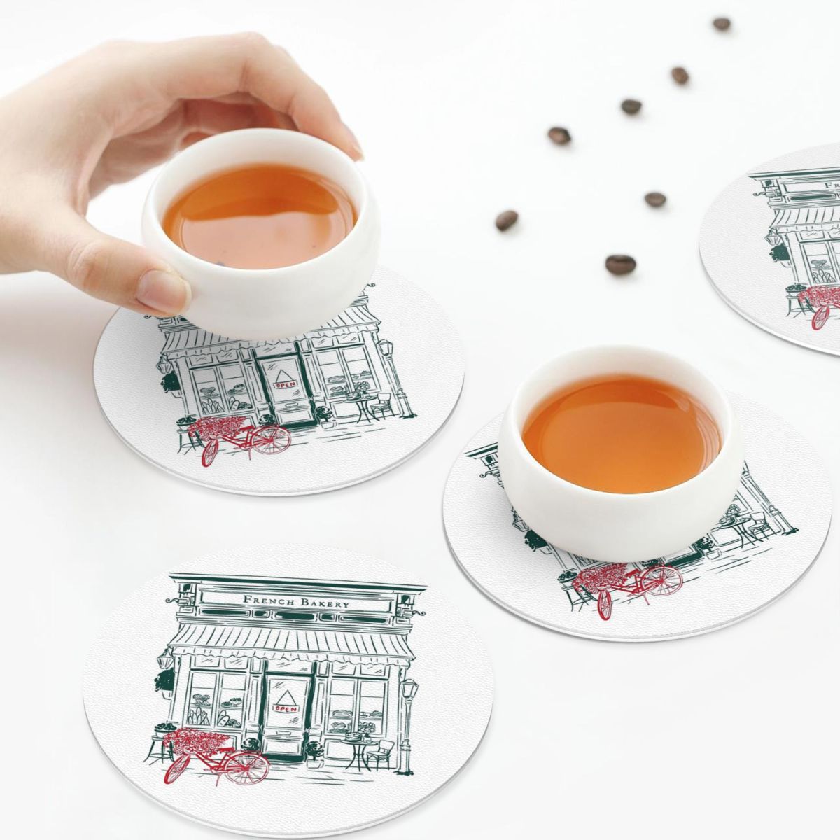 Kitchen Set Bakery - Sottobicchieri in Stile Pasticceria Francese, Tovagliette